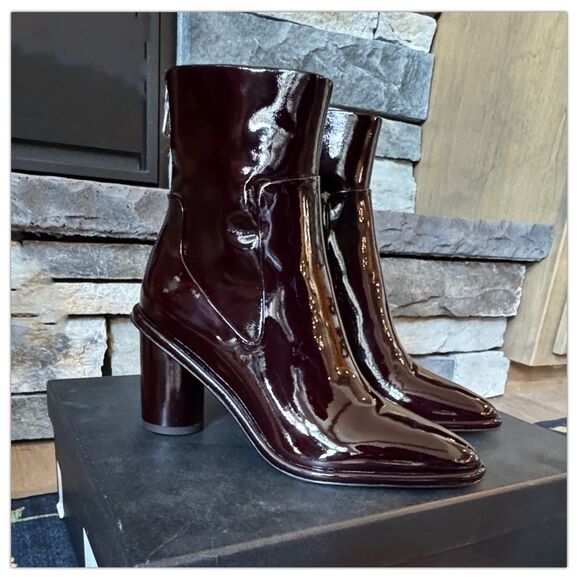 Rag & Bone Wiley High Boots Dark Winterberry Patent Leather - Picture 8 of 16